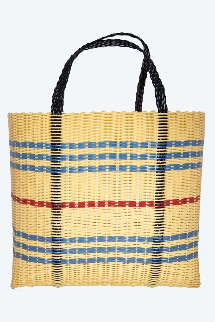 Tan and Blue Beach Tote